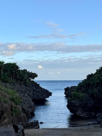 The keyhole at the end of the pool.