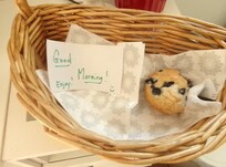 First morning there she gave me and my friend muffins, I already ate mine lol