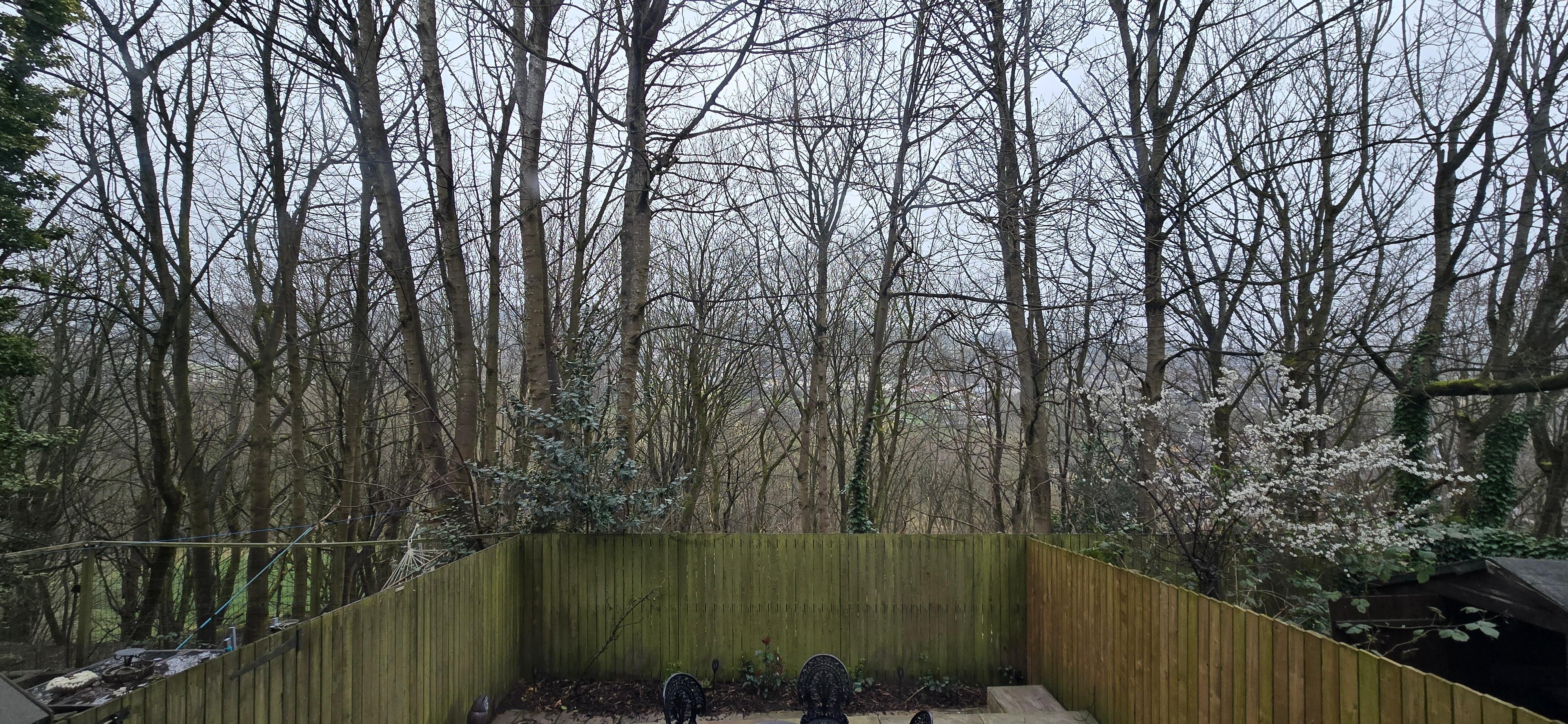 View of the valley with a light fog.