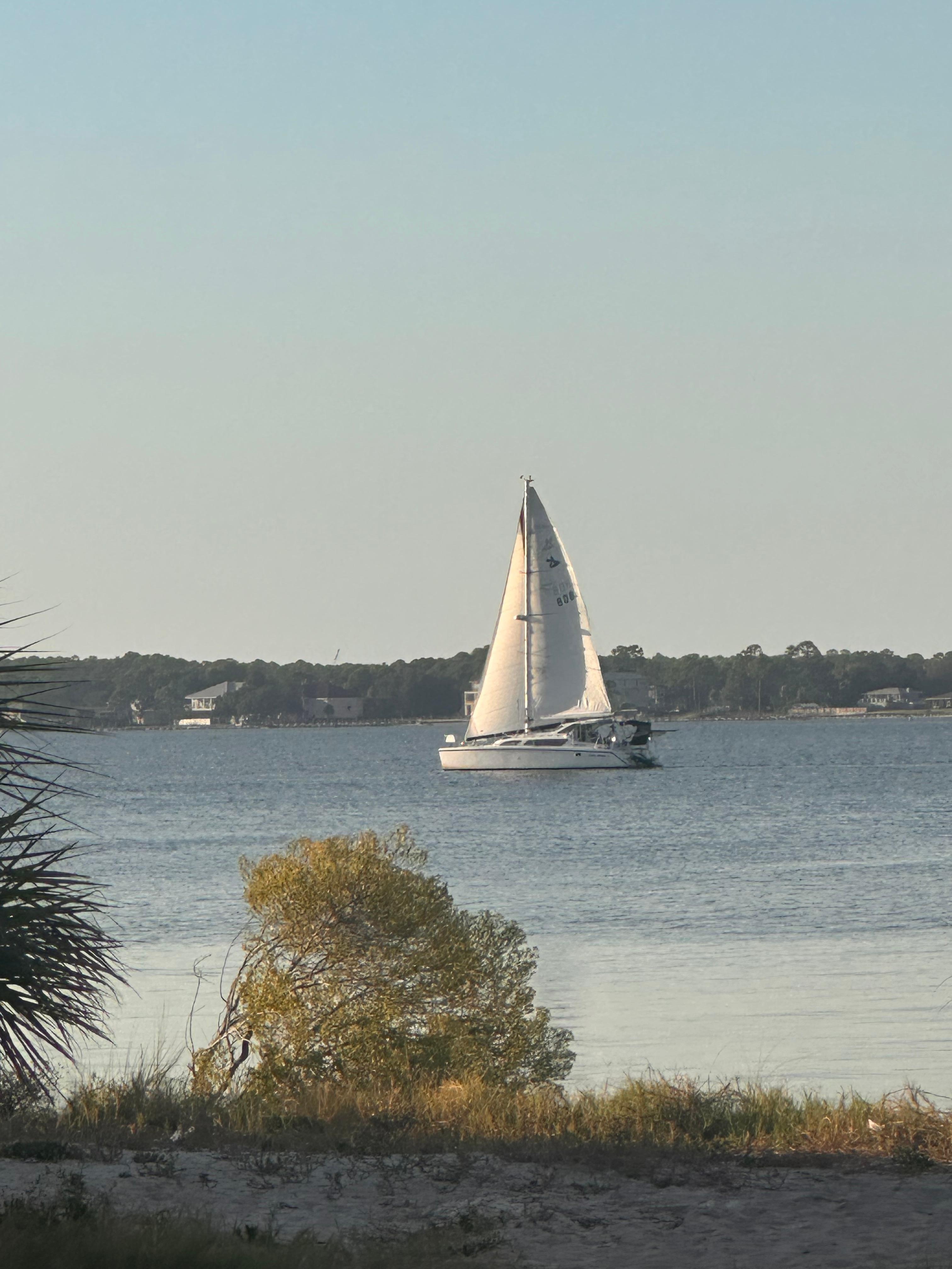 Sailboat seen from the top deck.