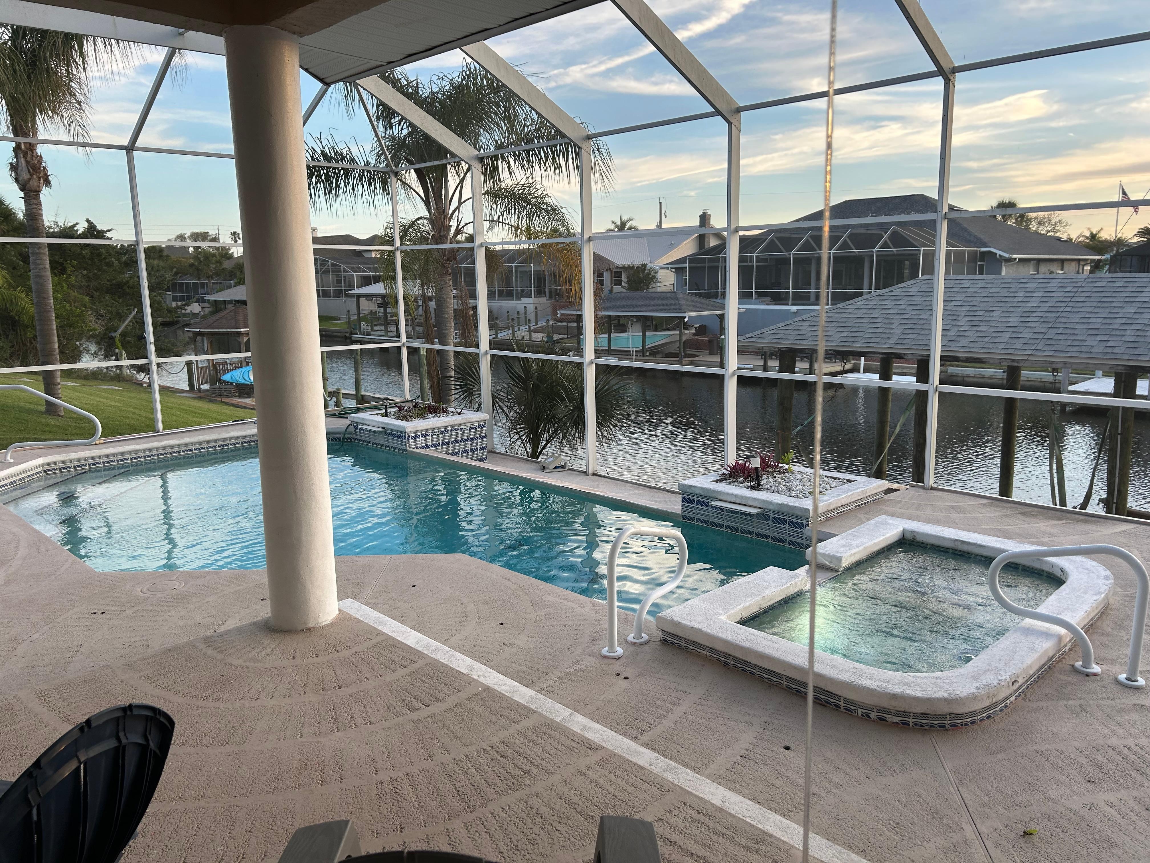 Heated pool was so relaxing day or night.