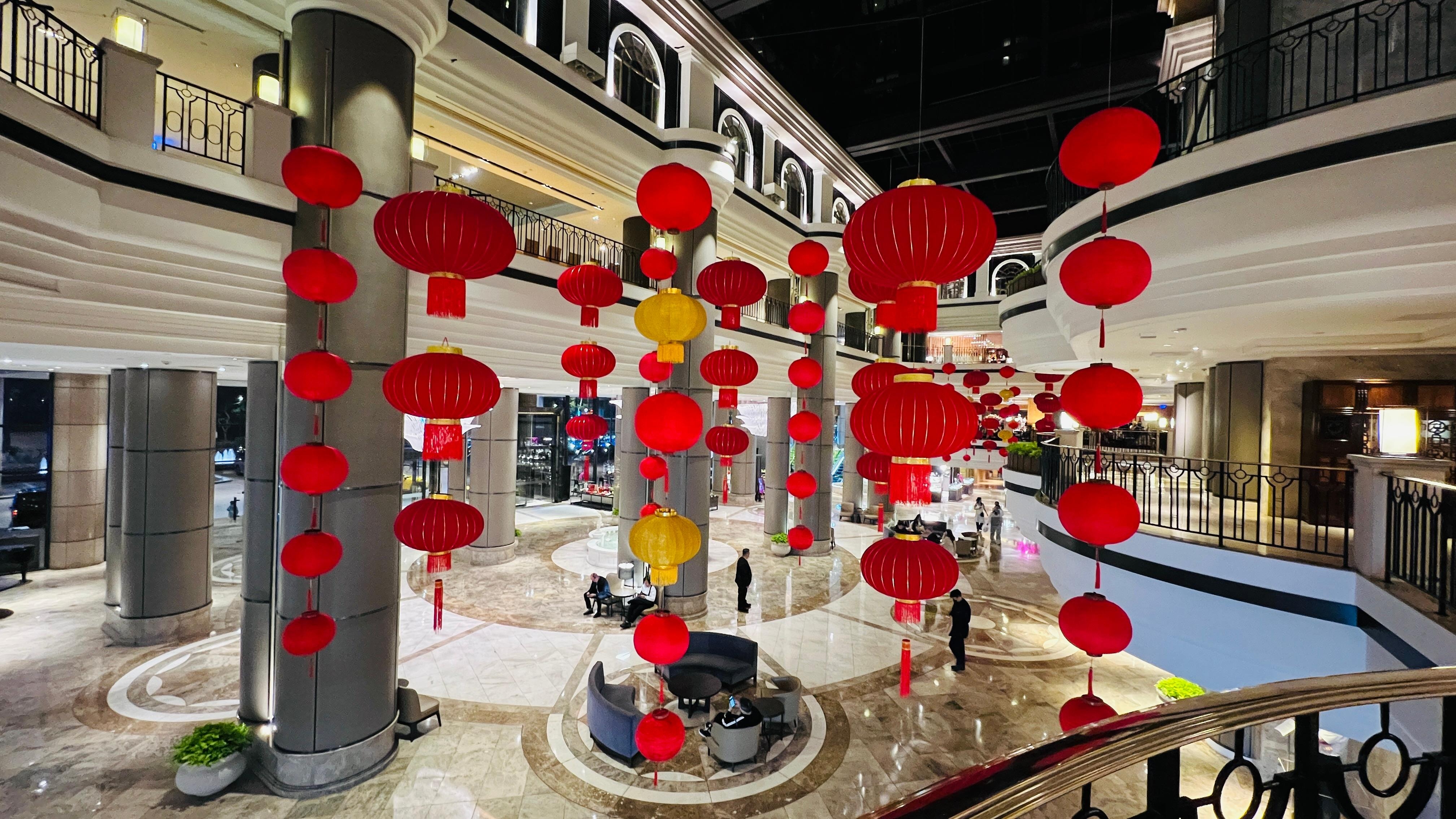 The hotel lobby view during Chinese new year