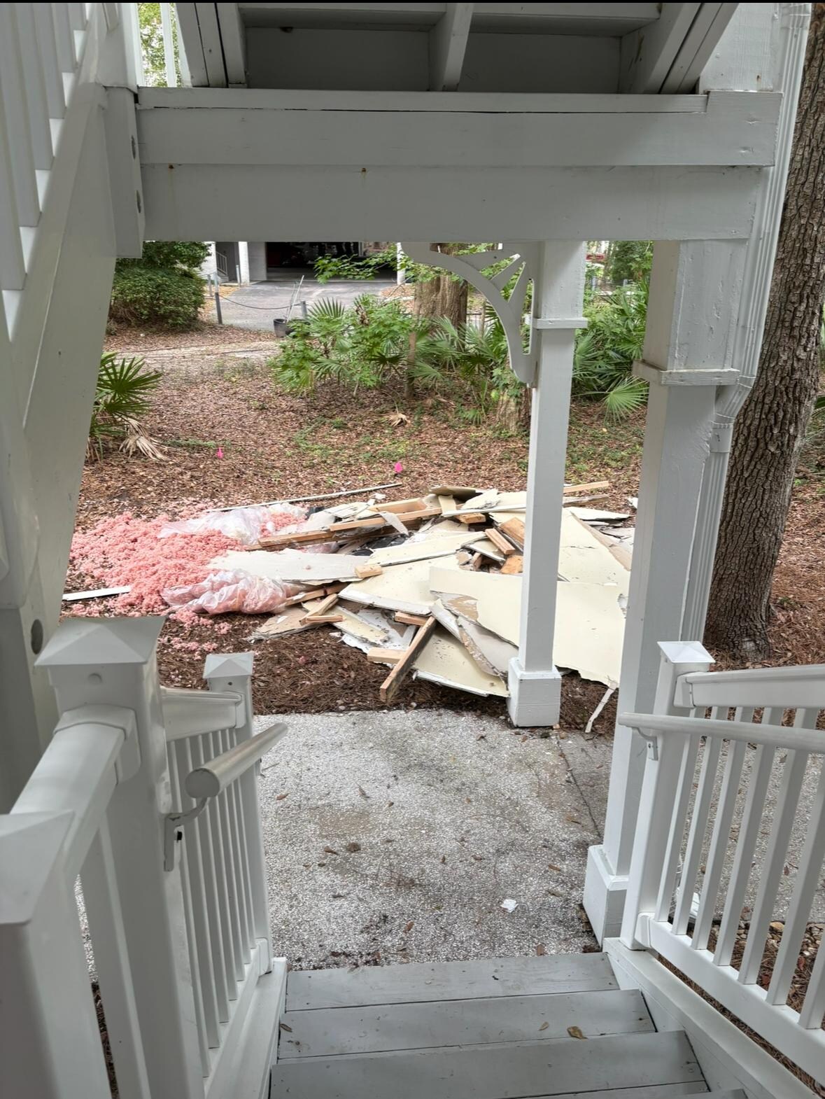 Construction debris right out our door where we walk past with our toddler. 