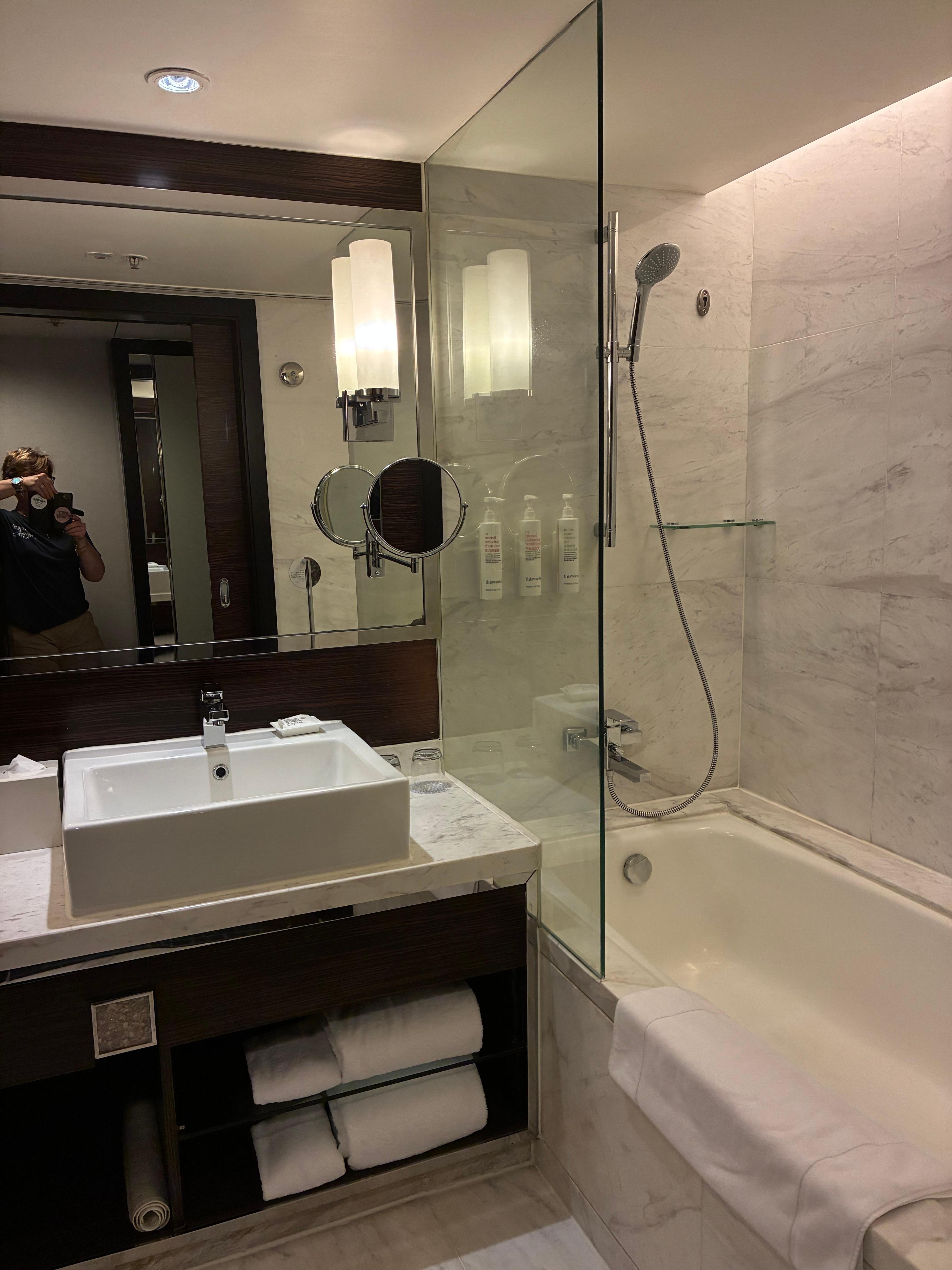 Bathroom; had to step into the bath to access the shower