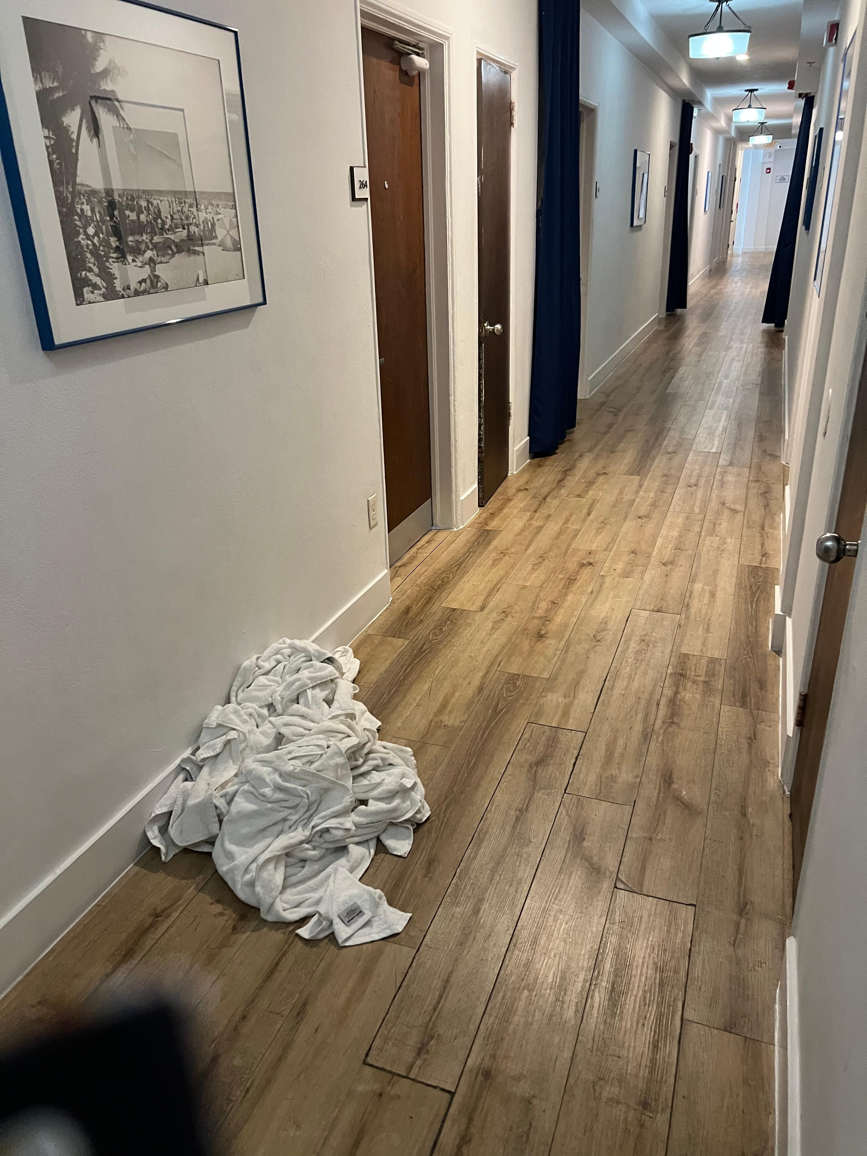 Dirty laundry stayed on floor all night long