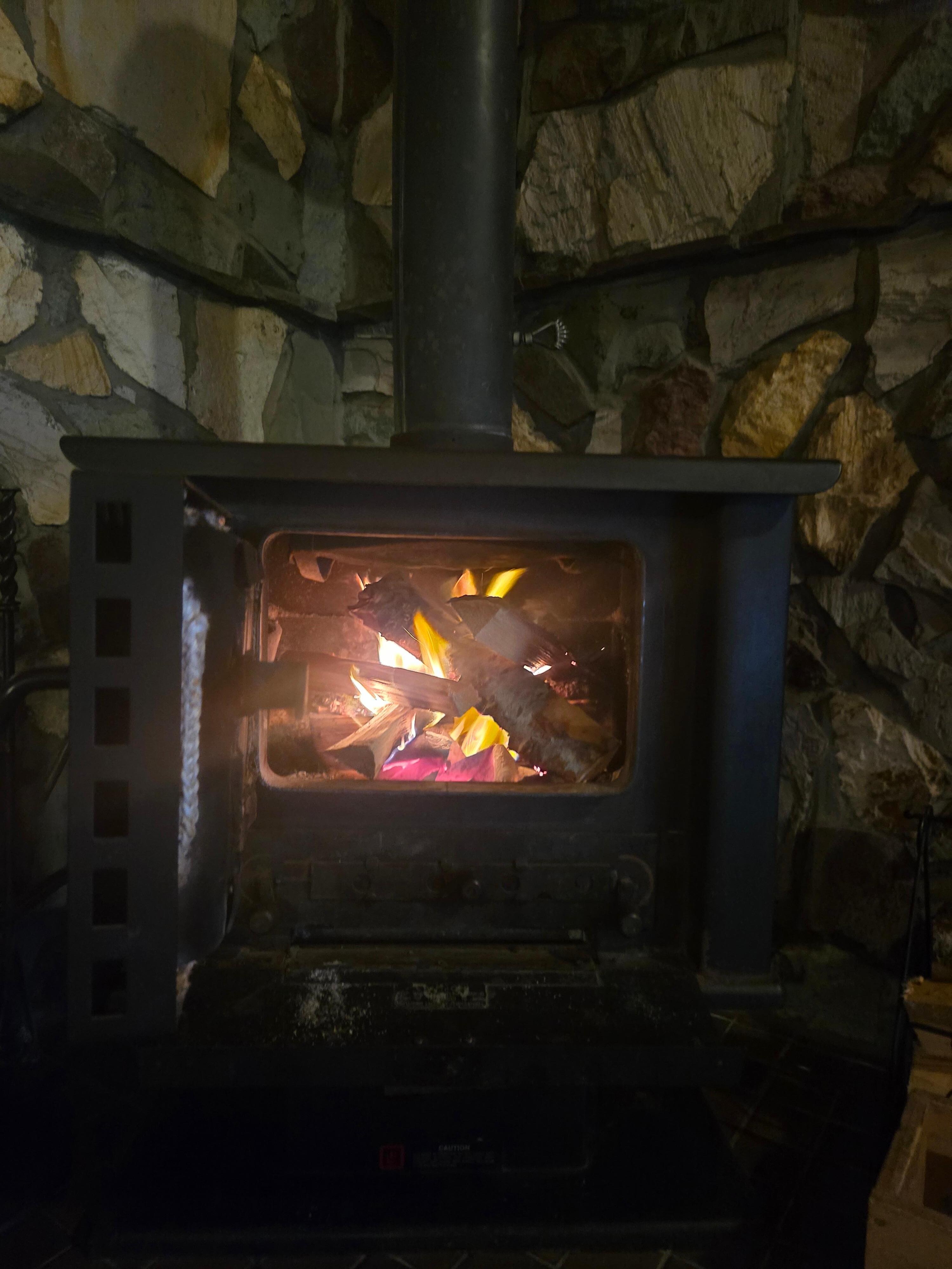 A great wood stove to keep cozy.