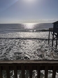 No beach front, just ocean, low tide