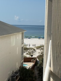 This is the view of the beach from our balcony.