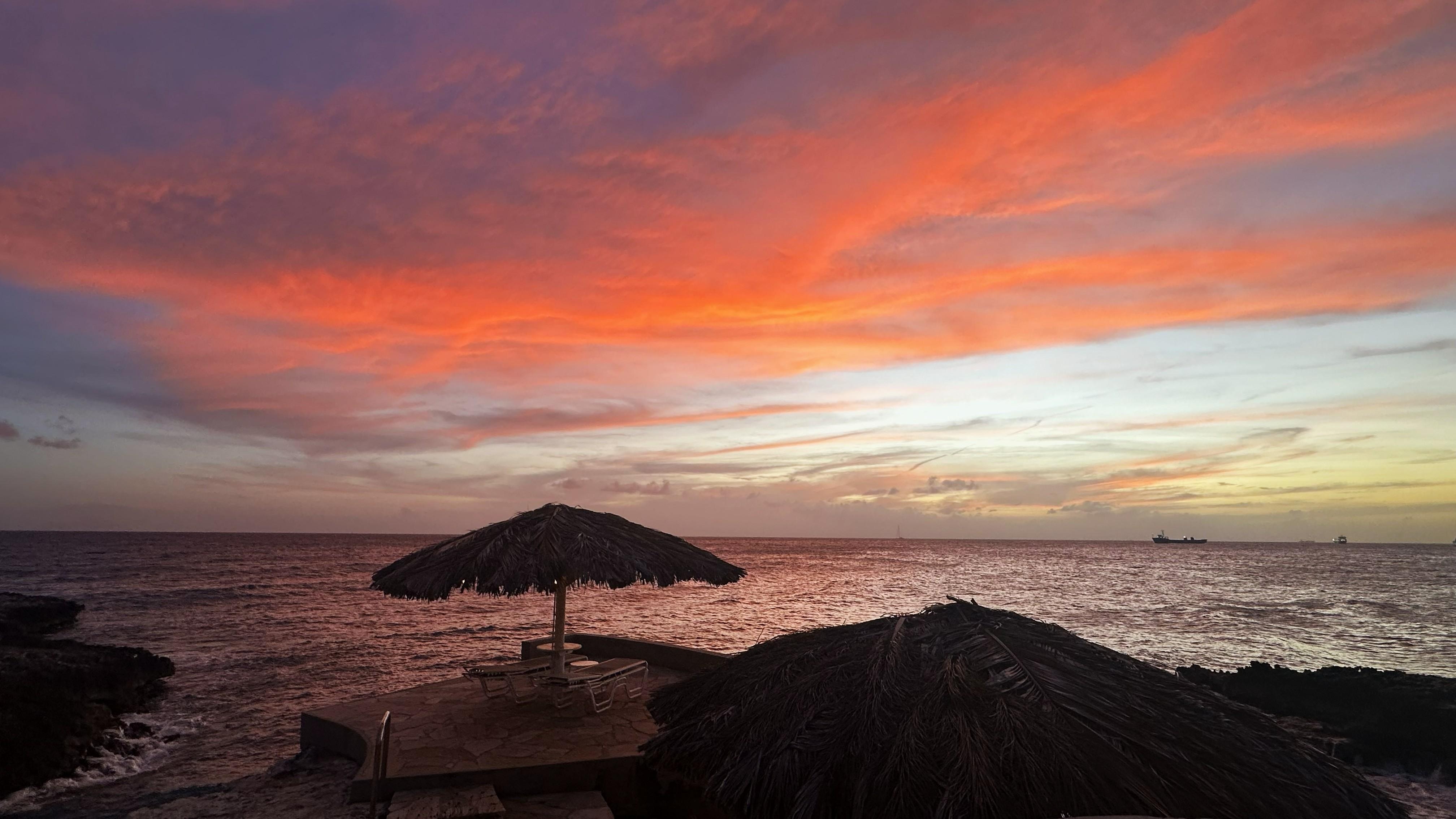 Sunset over the pool
