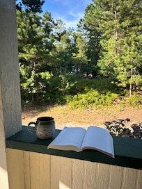 Enjoying coffee on the wrap around porch.
