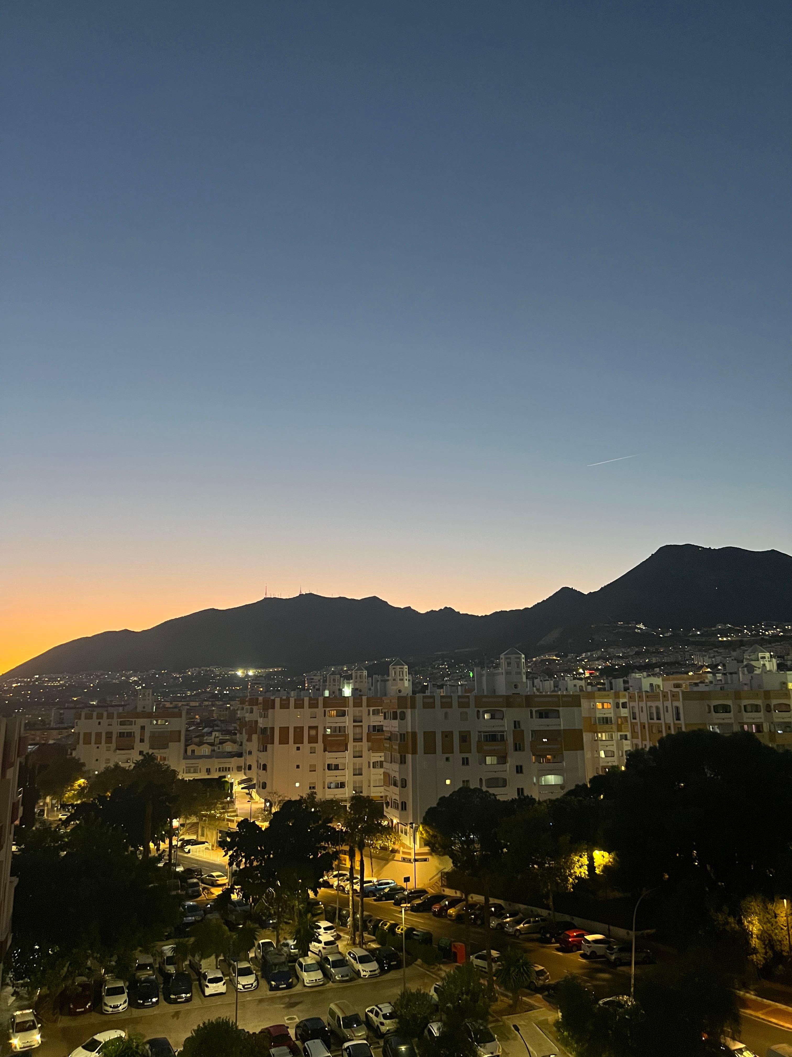 View from the apartment at sunset. 