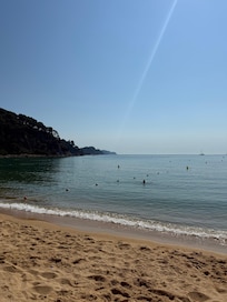Local beach. Not crowded in mornings on weekdays.