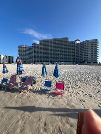 View of building from the beach.