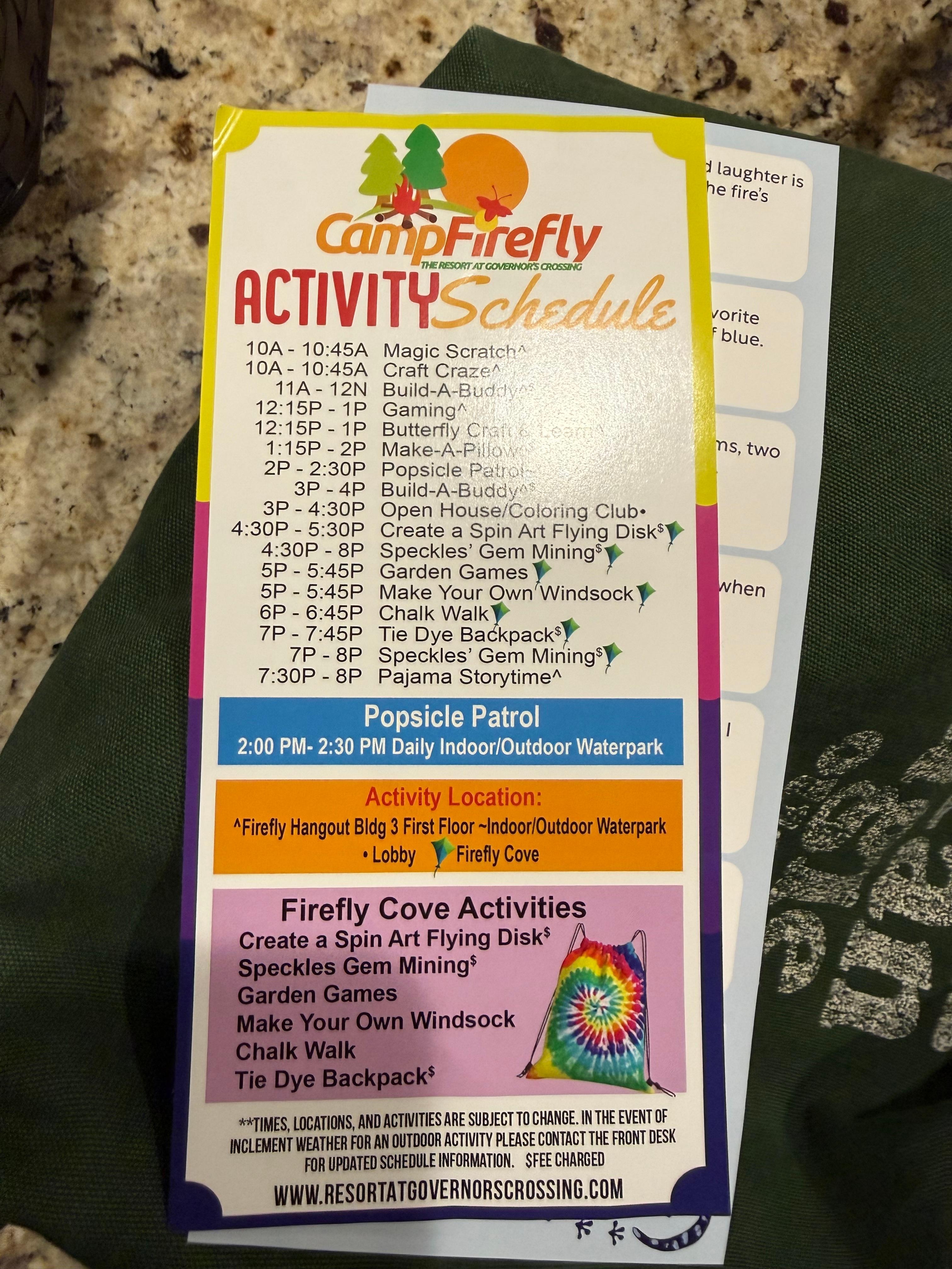 Kids Activities Schedule 