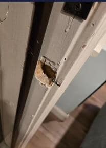 Closet door hang off, dangerous 