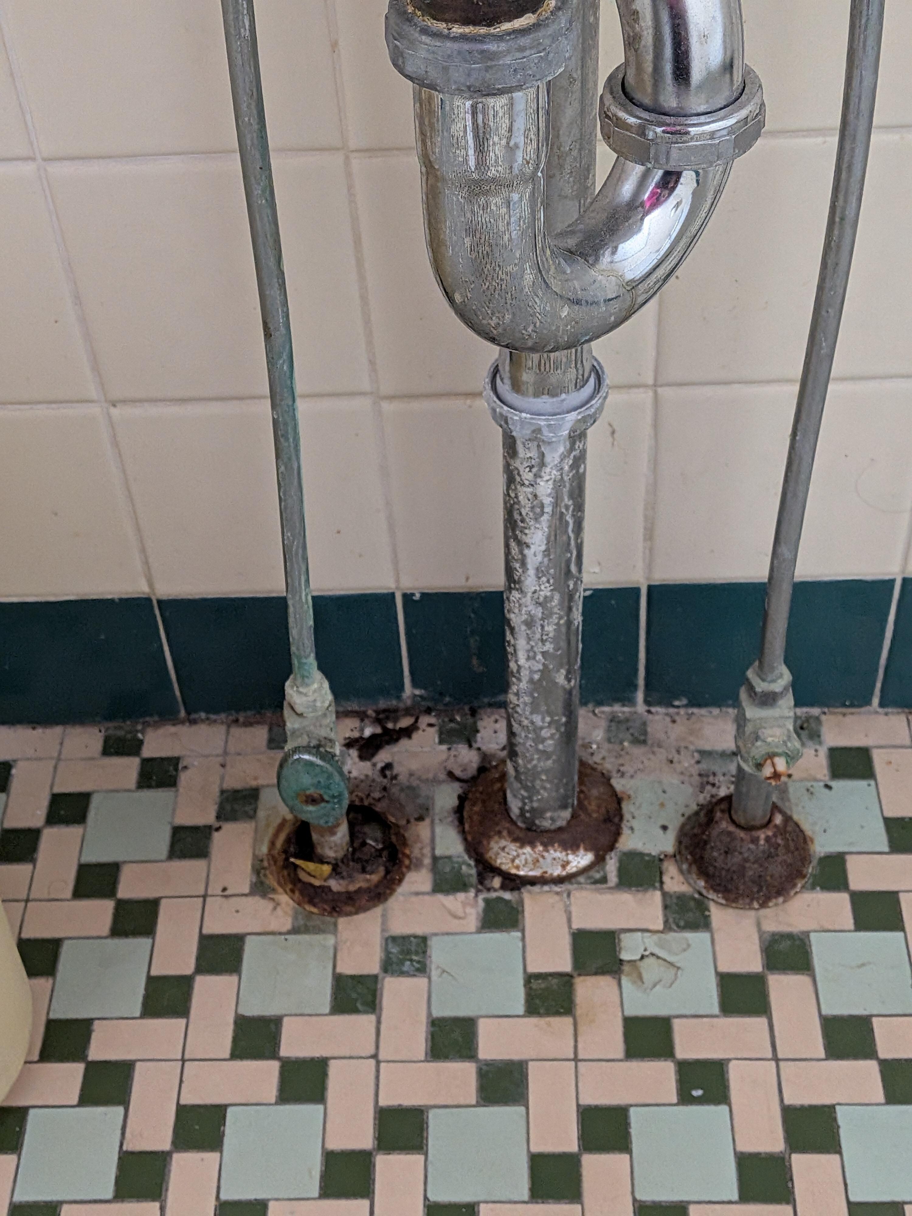 exposed and leaking pipes