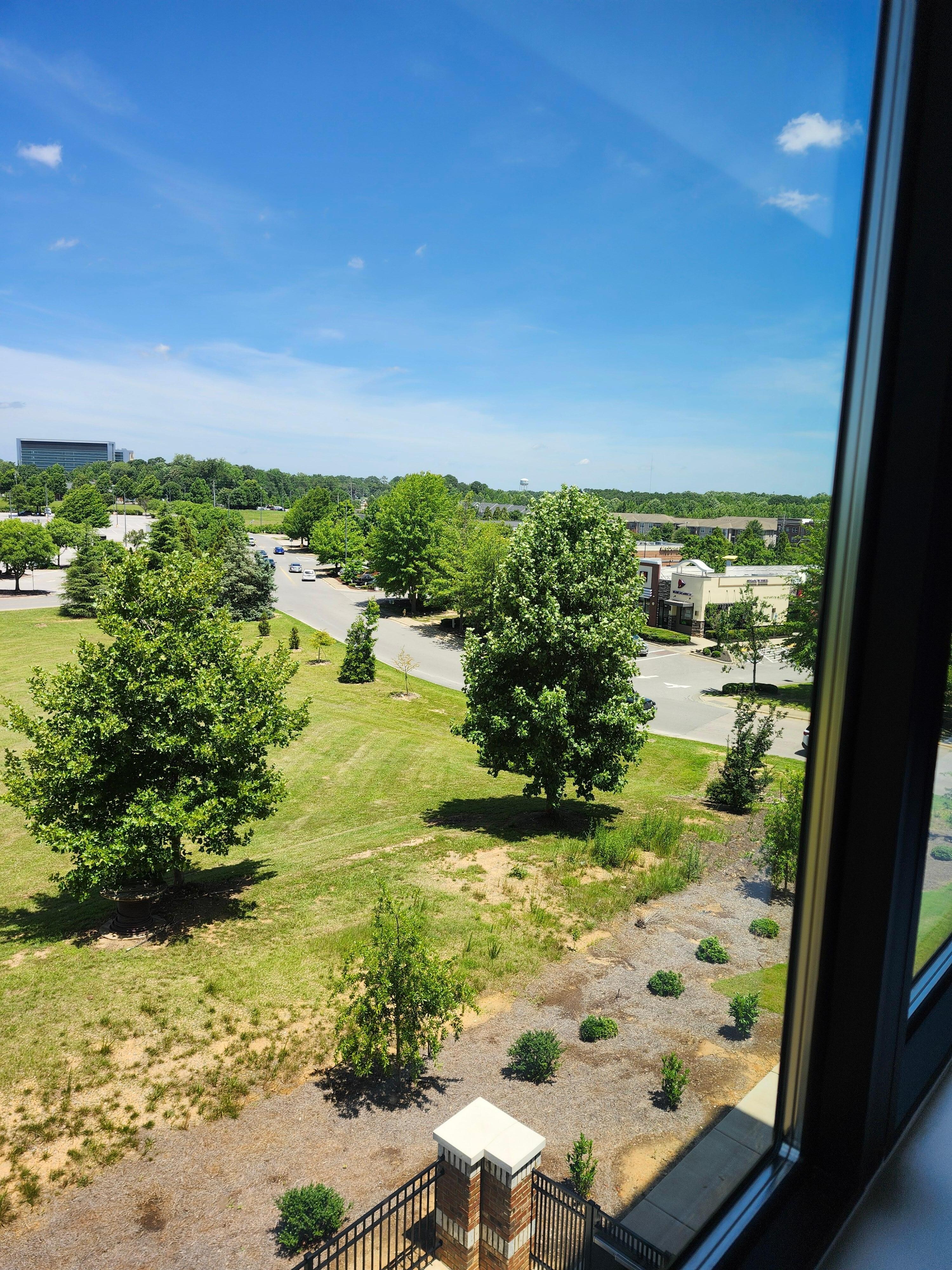 From hotel windows looking west.