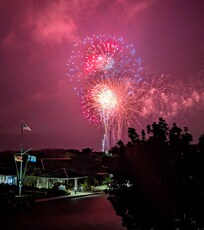 Sunday night fireworks. No need to leave the condo to see them.