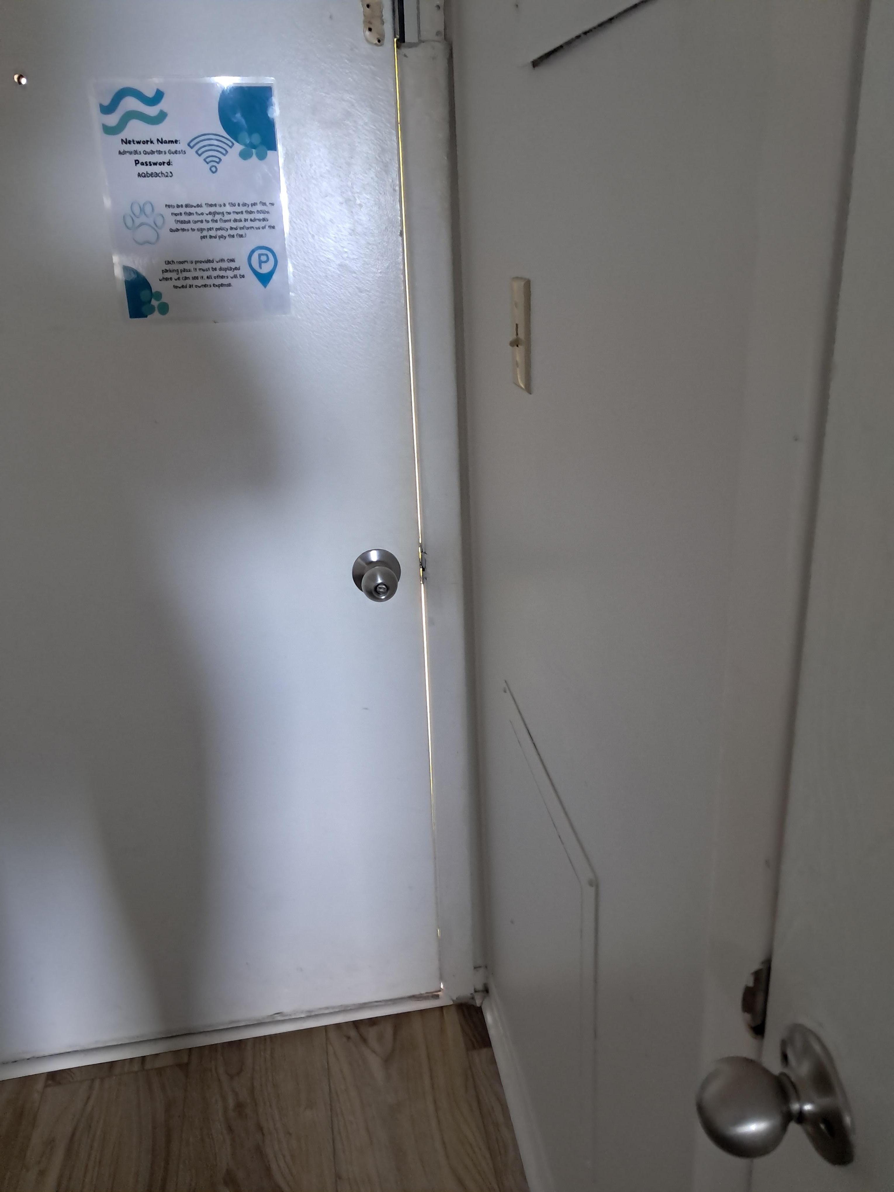 Lock is broken, door is hard to close