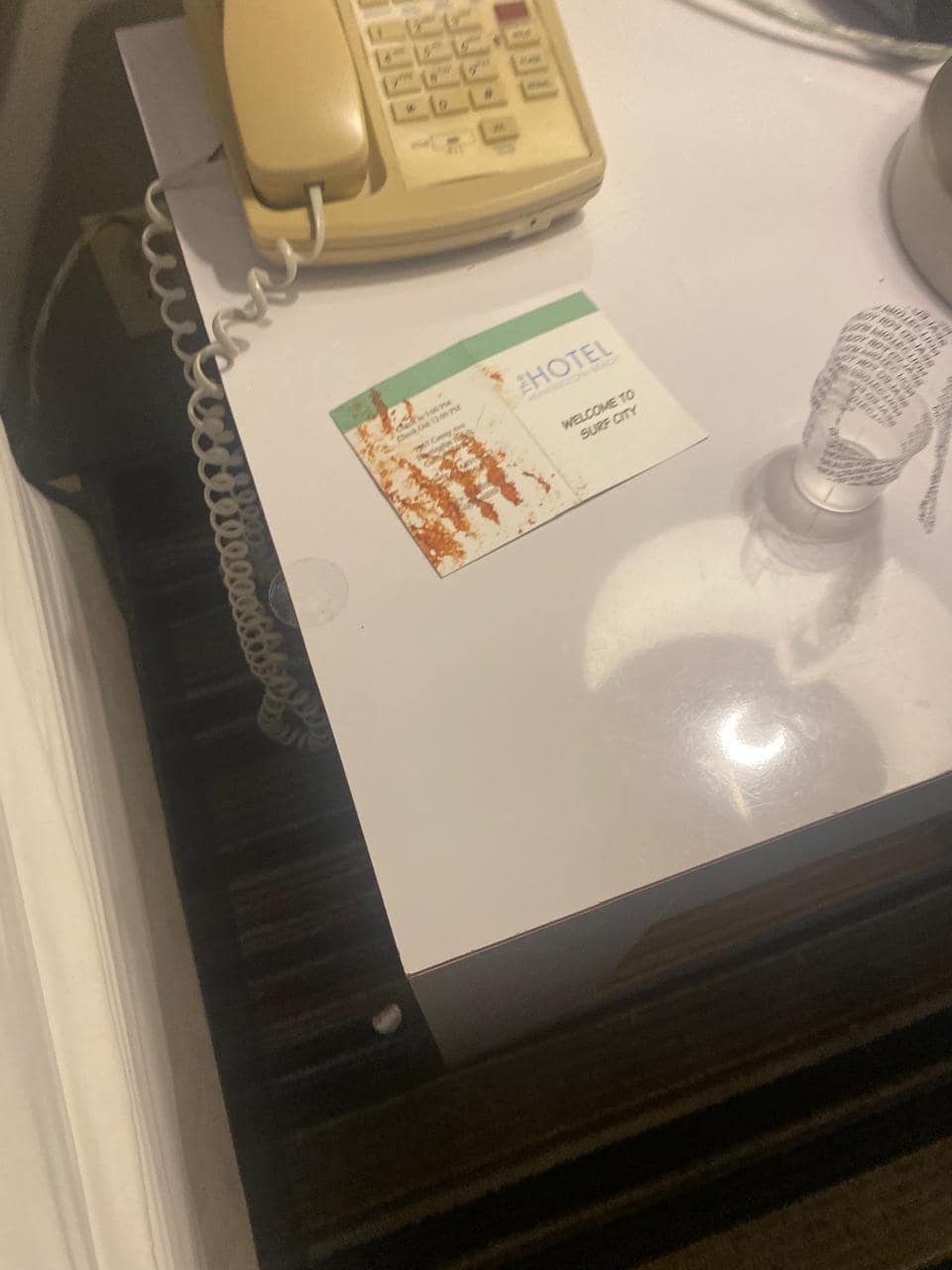 hotel key holder stain after touching carpet nasty