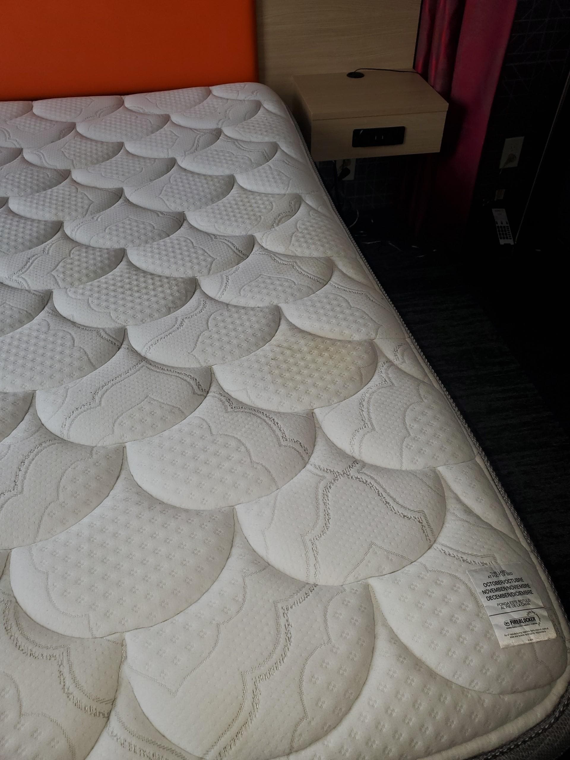 Mattress with yellow stains