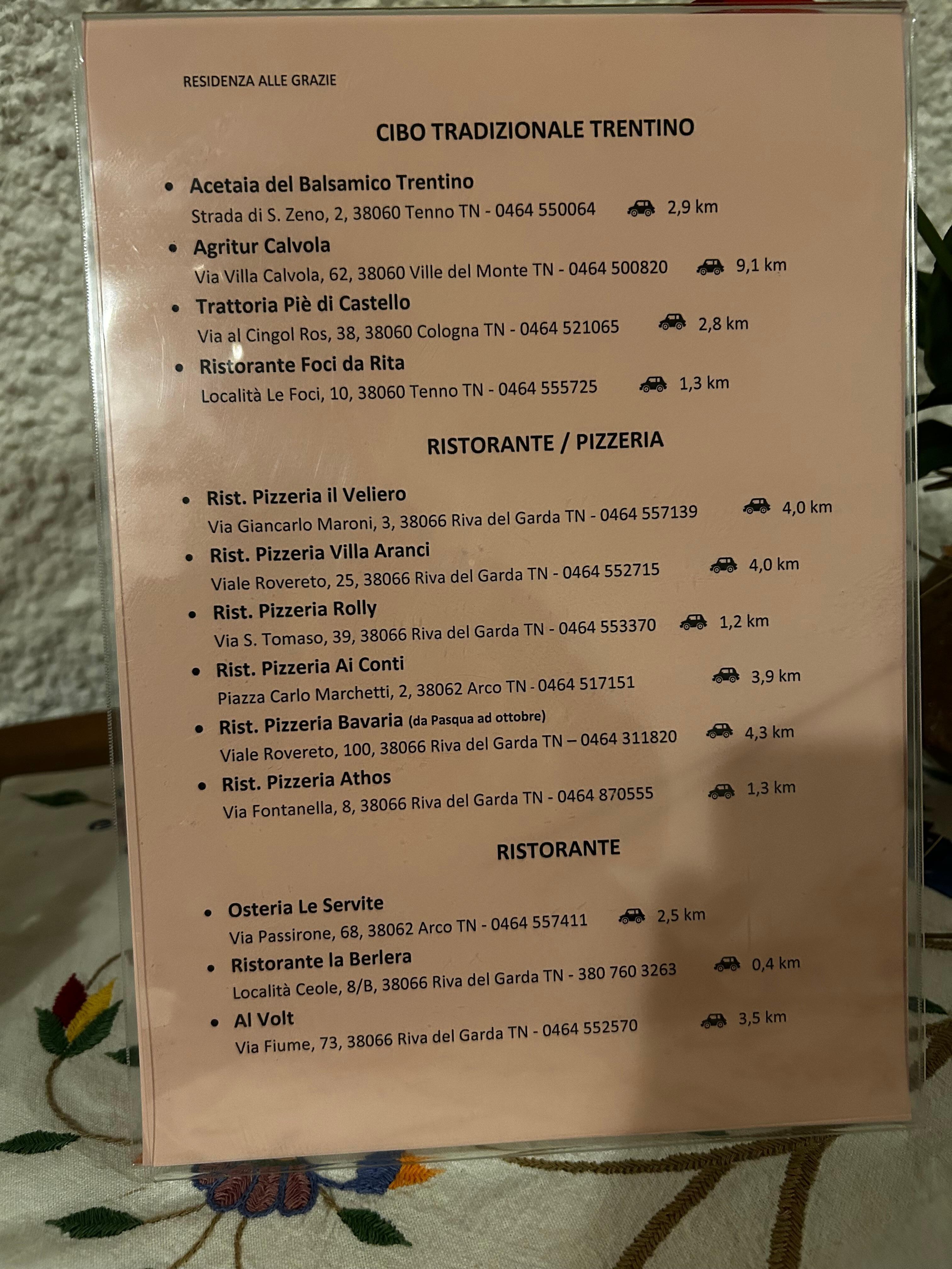 Aushang für Restaurant Empfehlungen