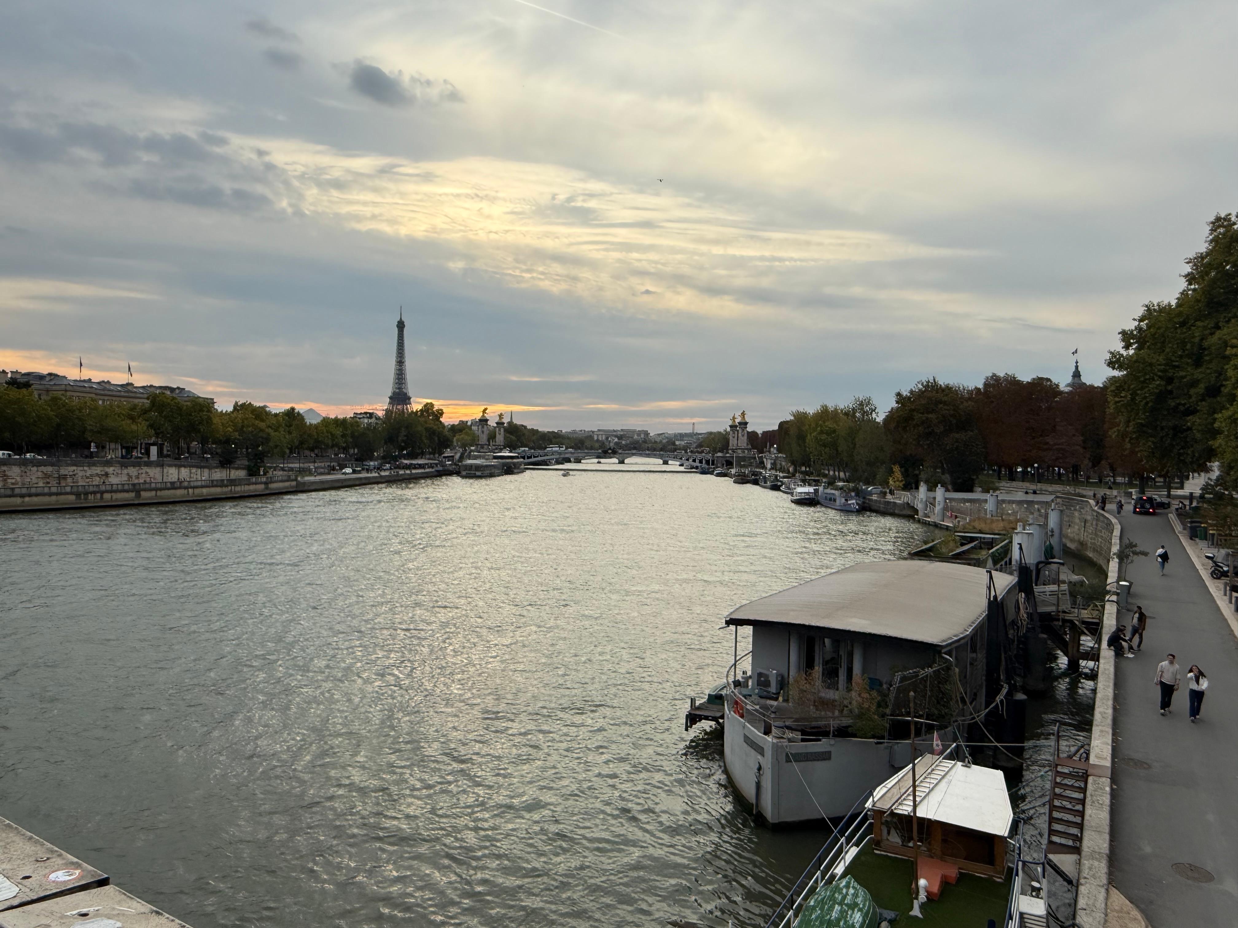 River with Eiffel Tower in the distance 