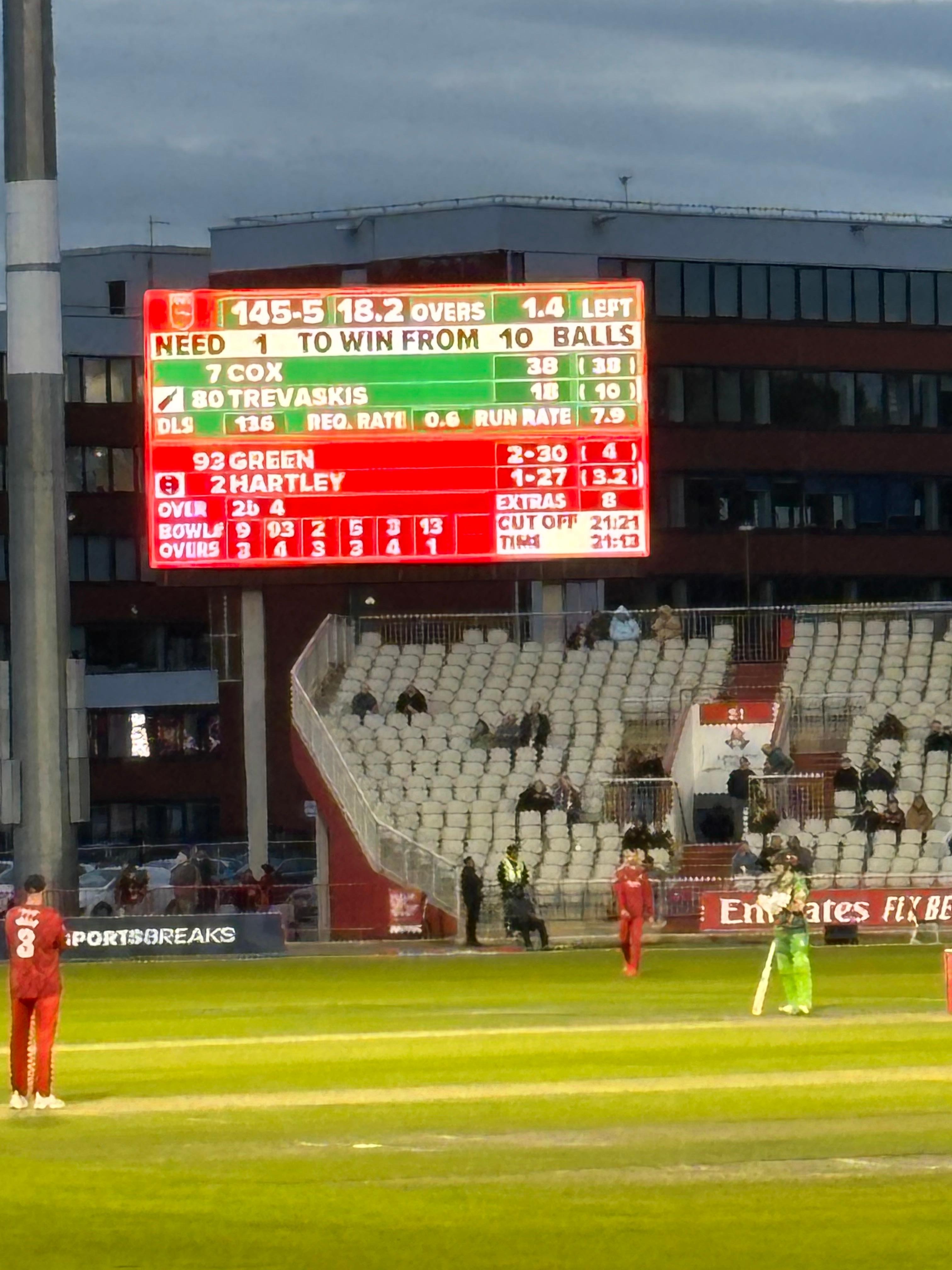 Old Trafford Lancs v Leicestershire 
Result Leicestershire won by 5 wickets 