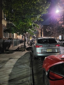 No visual signage from where I parked. This is how I ended up with a ticket. I did not see the street cleaning signs and I walked directly across the street and to the apartment not seeing them there either