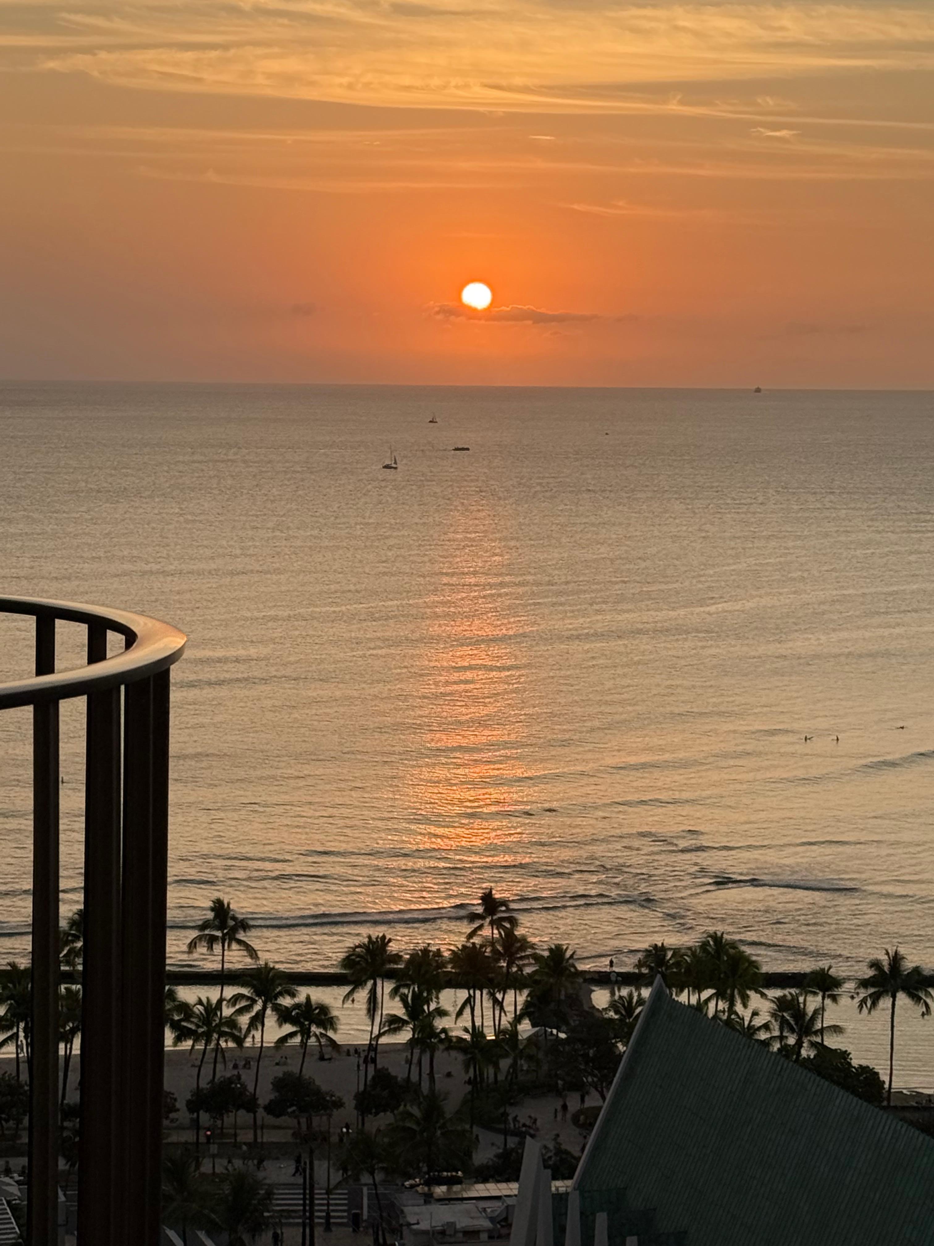 Beautiful sunset from our balcony.