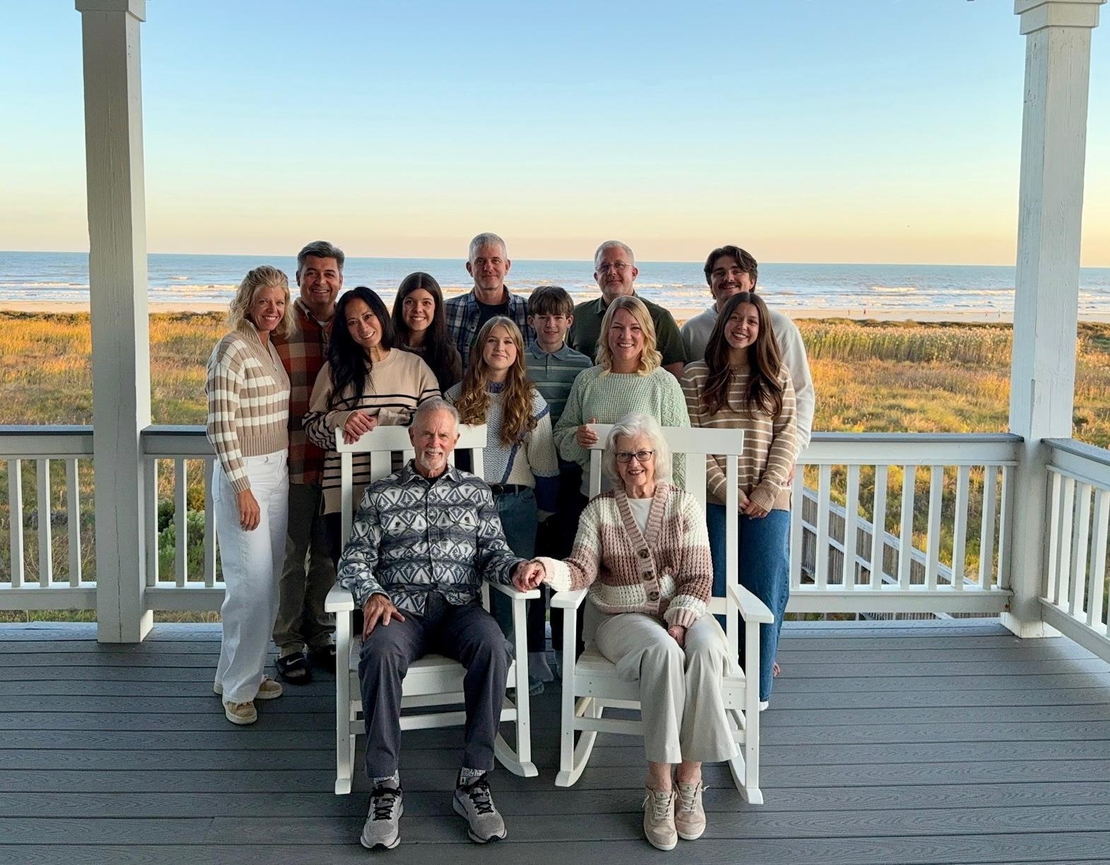 13 of 16 family members loving the beach at Thanksgiving 