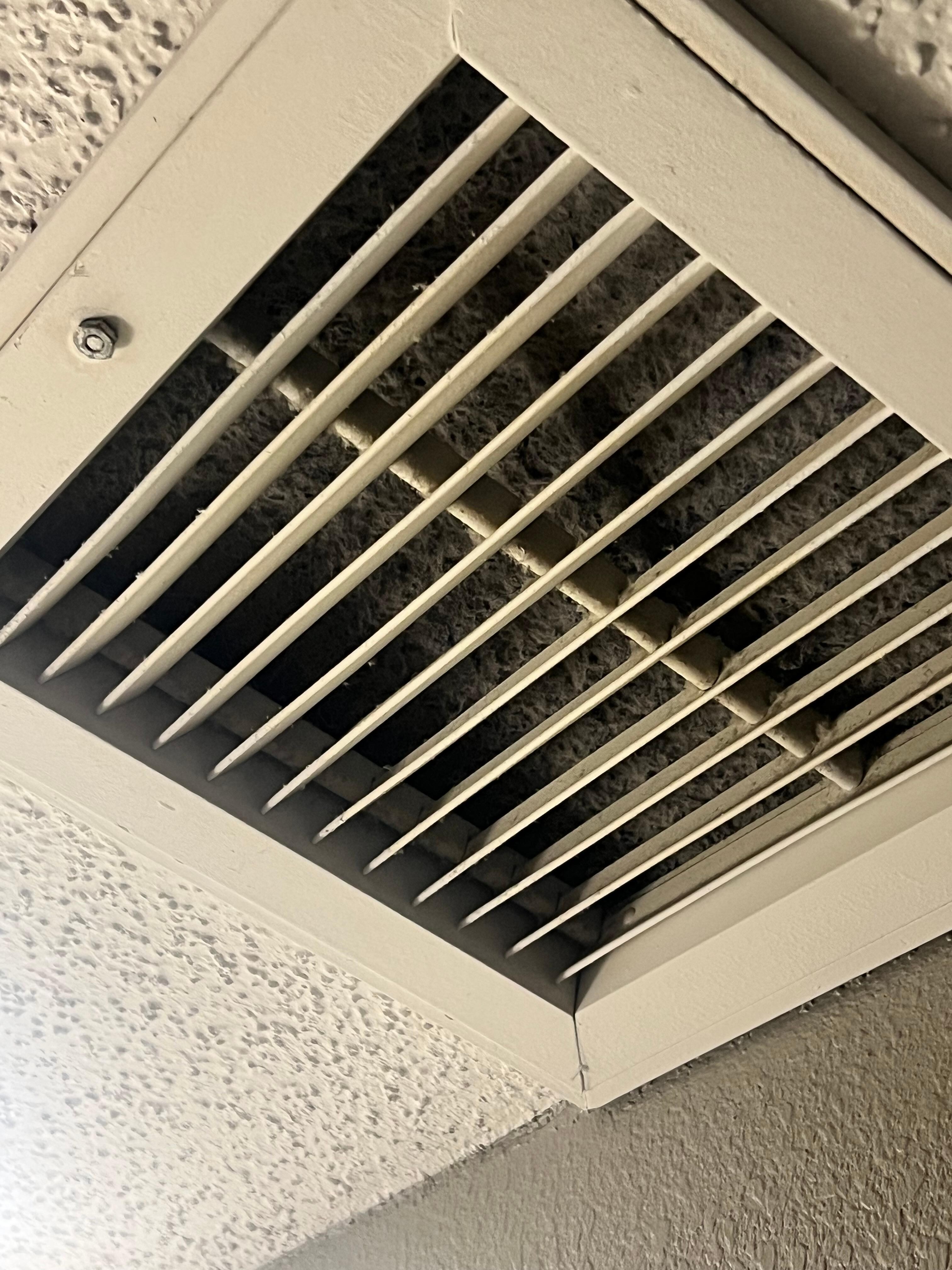 Cloud of dust in vent over bed 