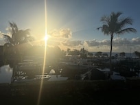 Early morning sun from the top deck.