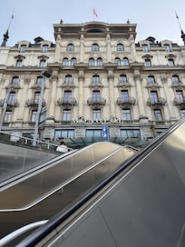 Coming up from the underground shopping area. Easy to cross busy streets down there!