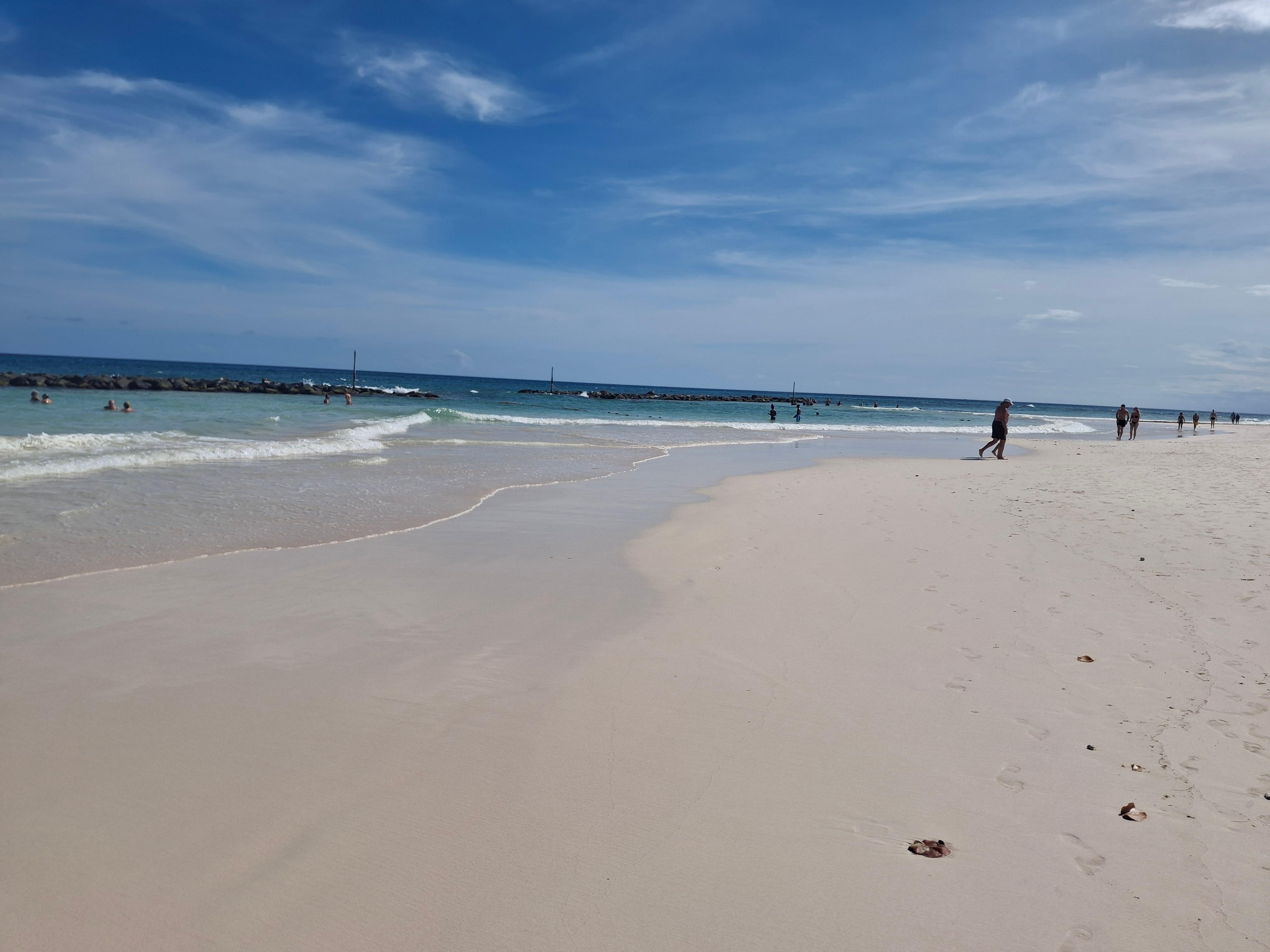 Beach is beautiful and 100% coral so cool to walk on. 
