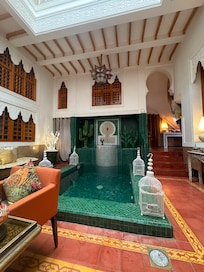 The pool inside the interior courtyard