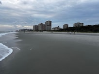 The beach outside the hotel
