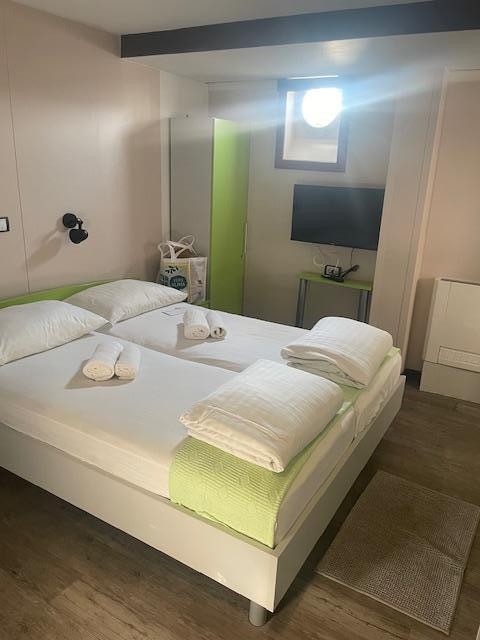 Cozy bed for afloat accommodations.