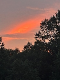 View from front porch. Beautiful sunset.