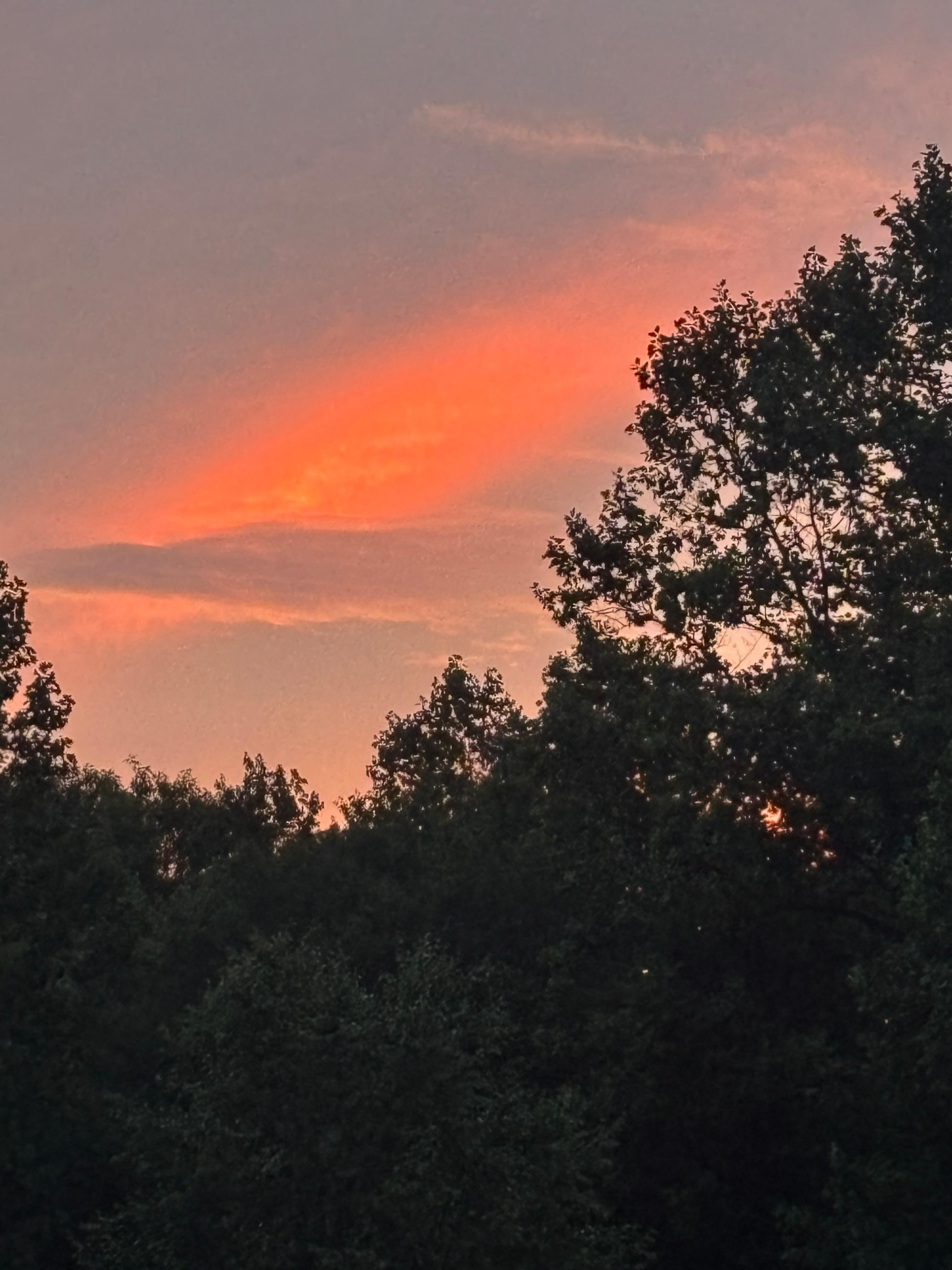 View from front porch. Beautiful sunset.