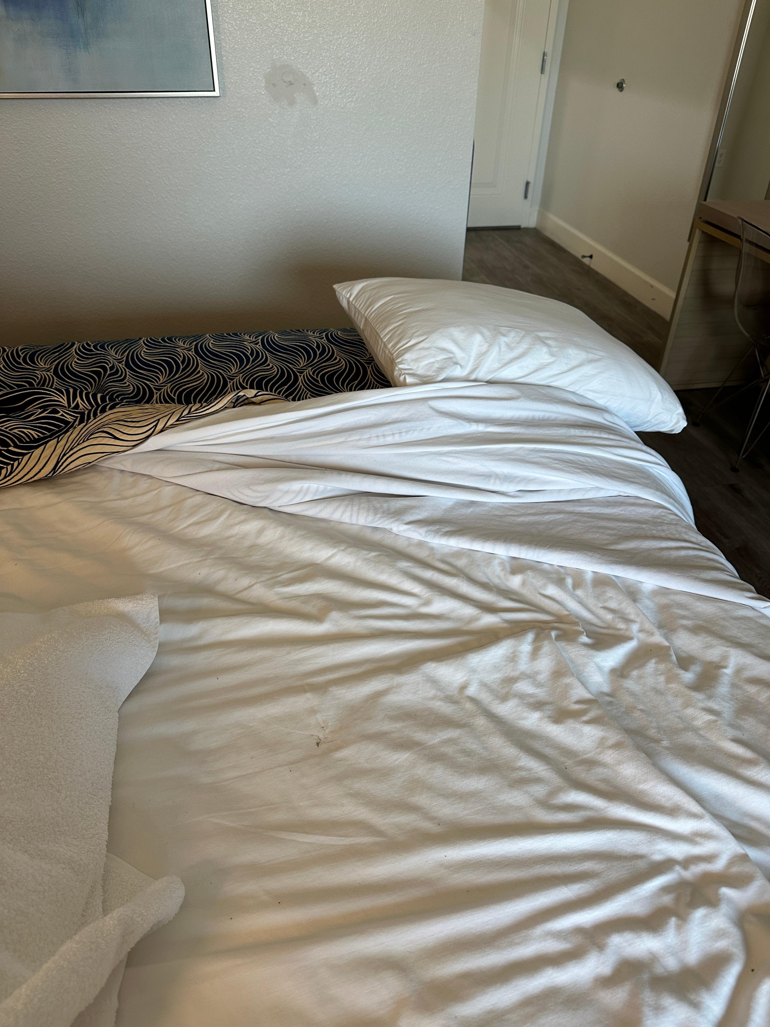 Stain on bedsheet not properly cleaned