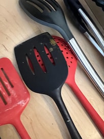 Hard dried food on spatula