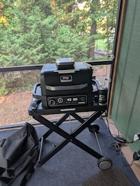 Ninja grill works great for burgers and flat plate available for steaks and breakfast