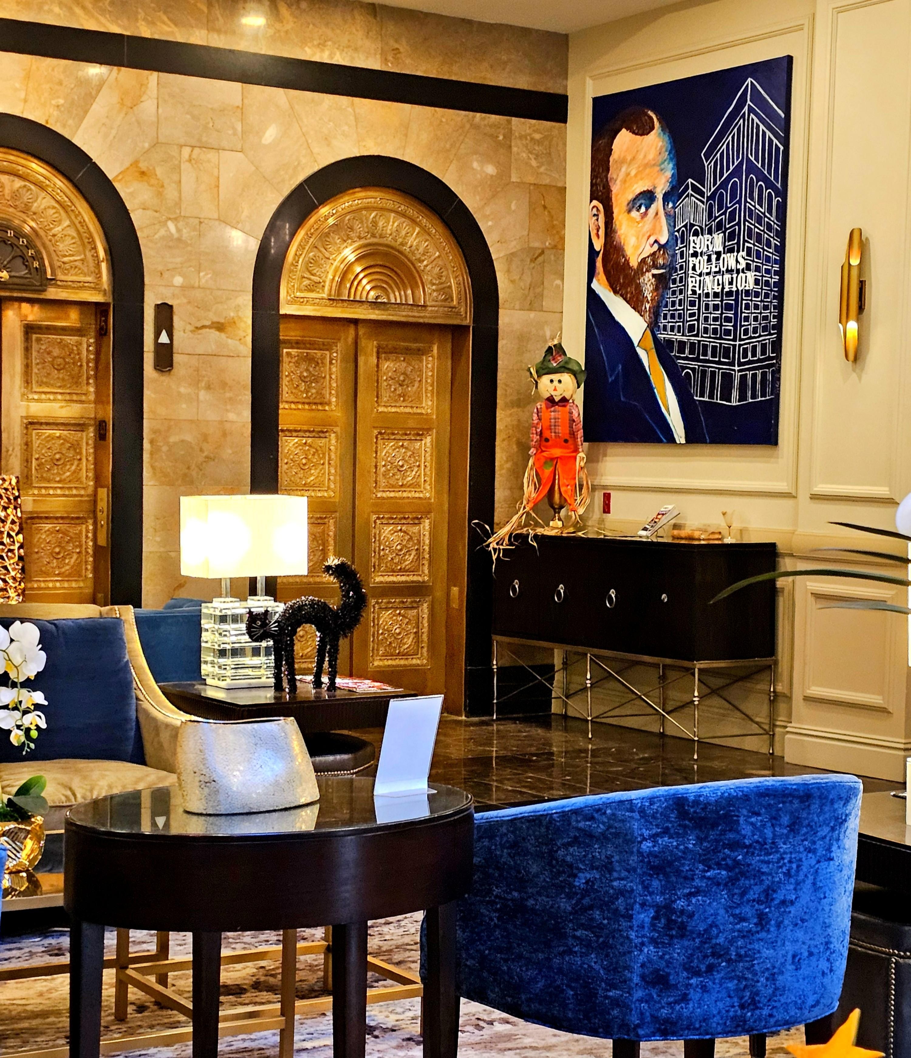 Lobby with original elevators.