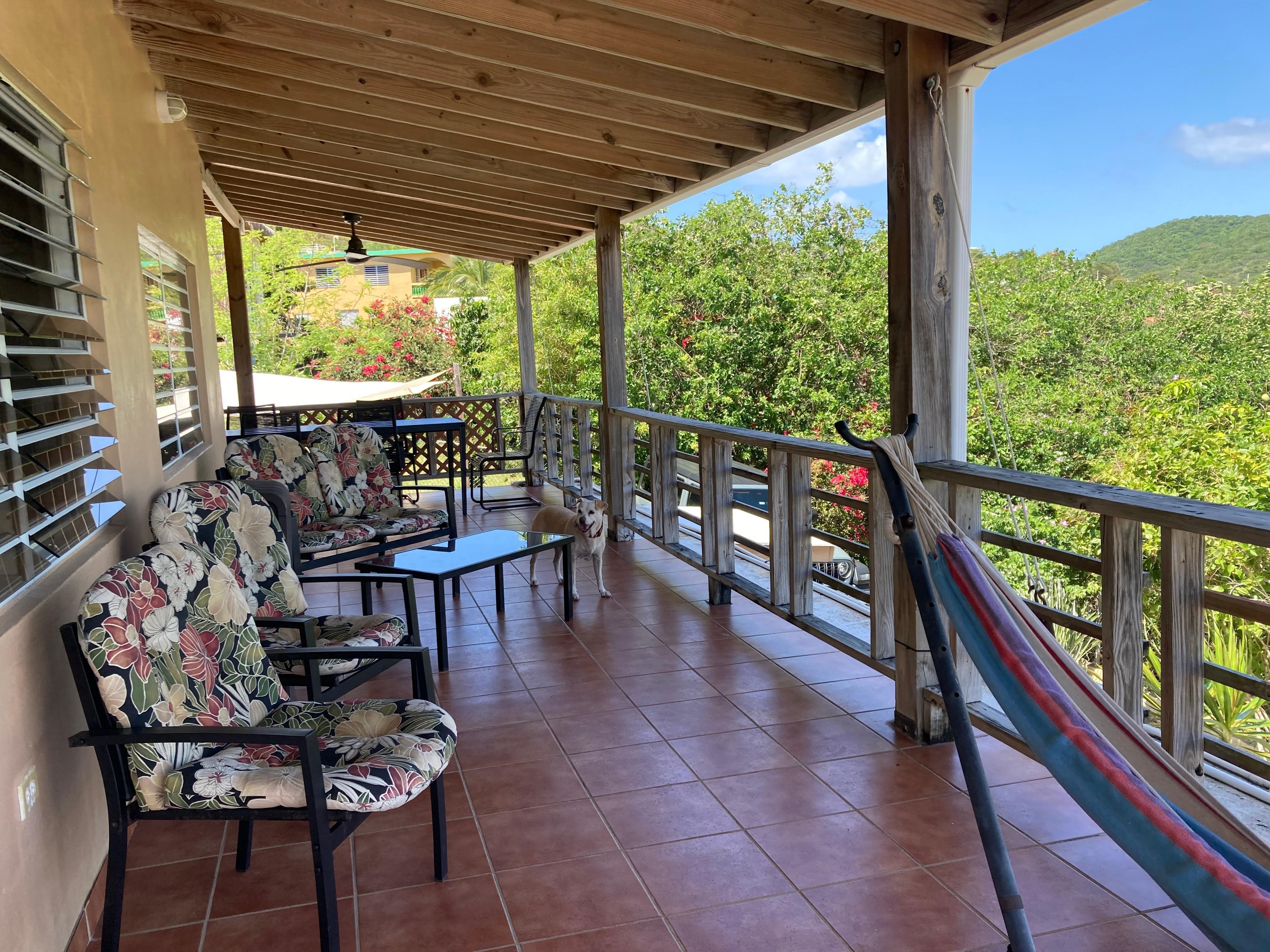 View to dining table on porch