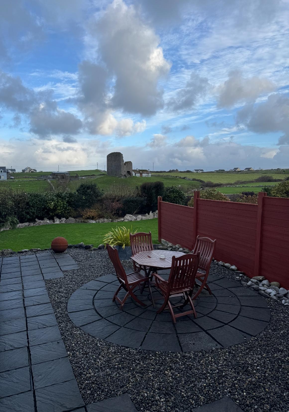 This is just a little glimpse of how lovely it was outside on the back patio. The location was amazing. We could walk to everything in the town. 