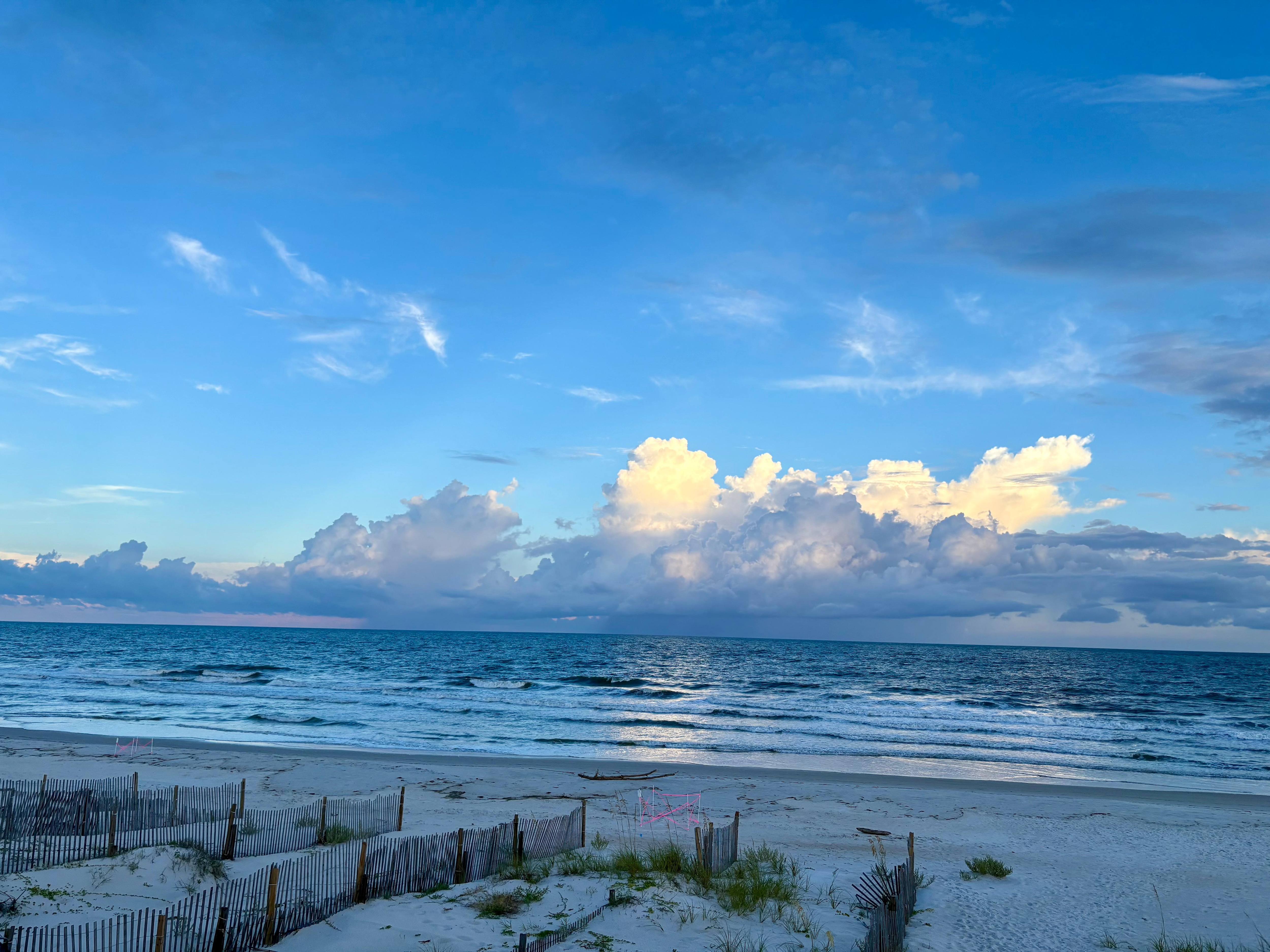 Storm moving in from the south at sunset 