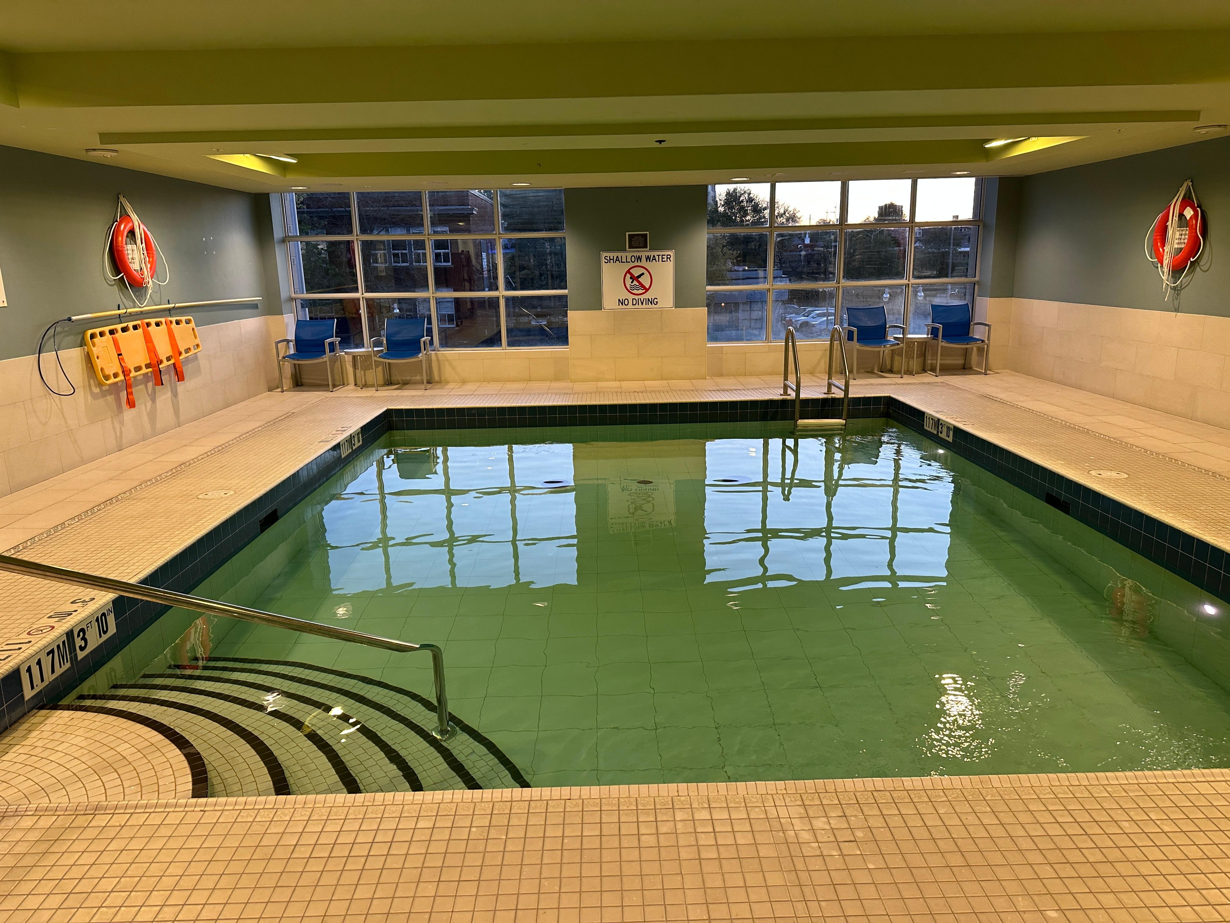 Lovely warm pool and fitness center