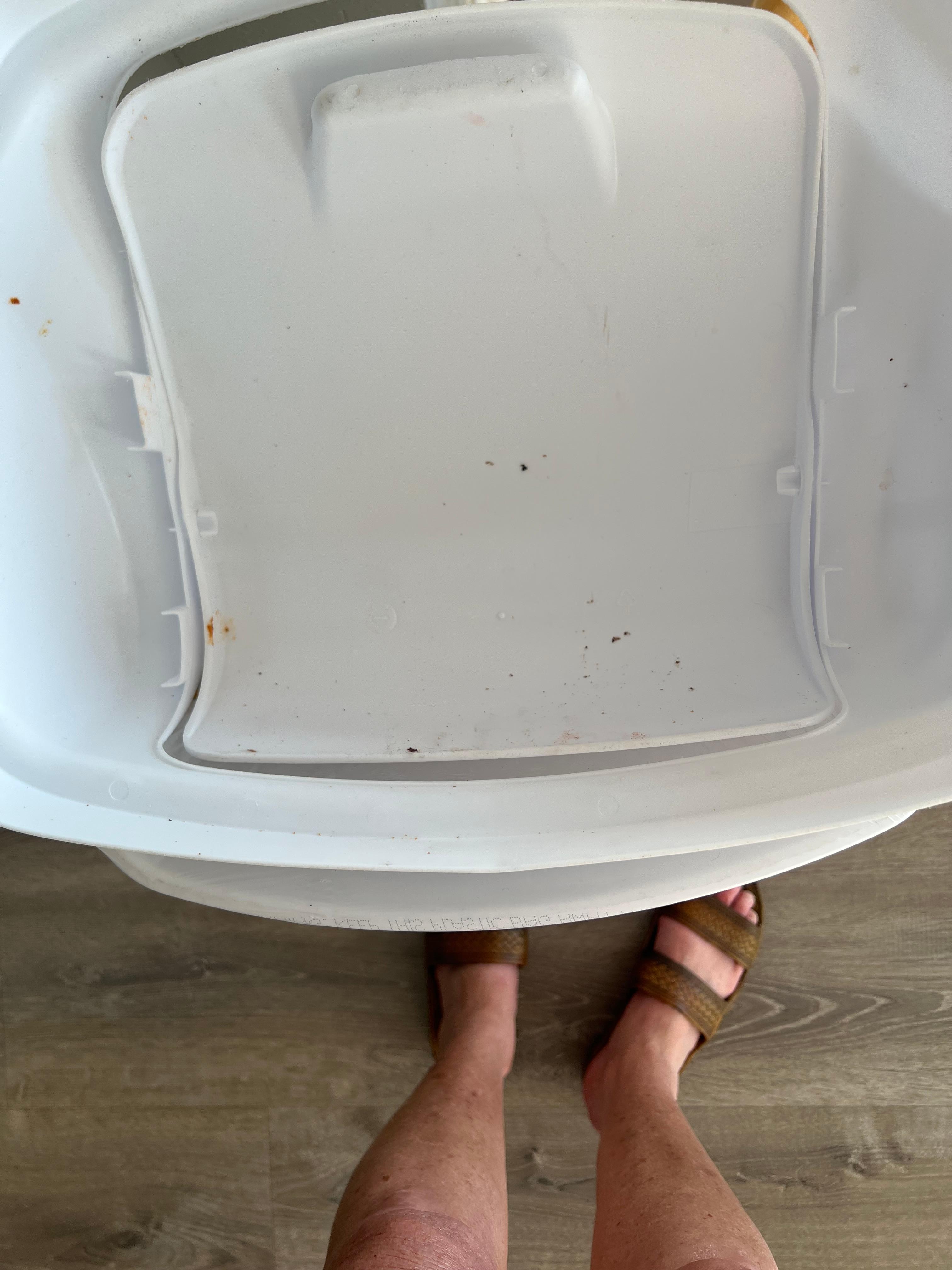 The under side of the kitchen garbage can was nasty. I had to clean it. The floor had not been moped with cleaner. There was dried lettuce on the floor