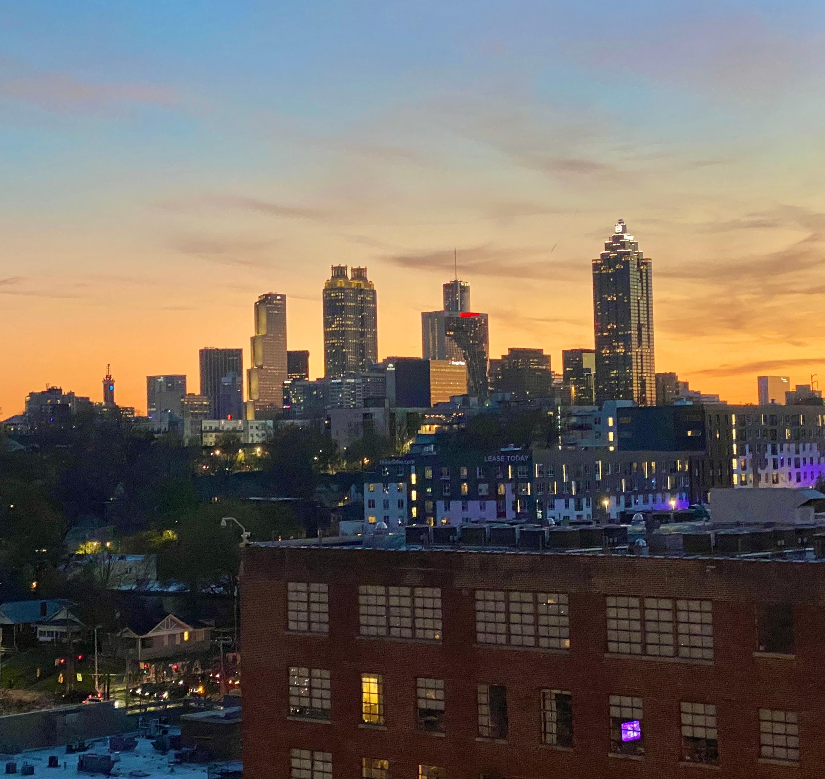 View of sunset skyline from apartment 